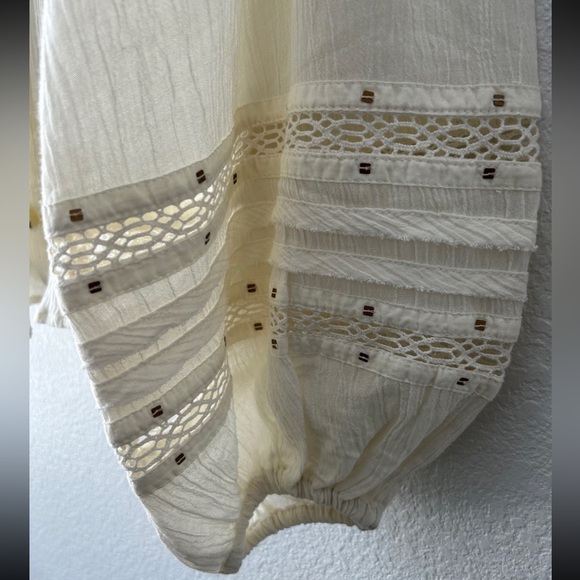 Free People Summer Stars Button Down Shirt Ivory M - Picture 5 of 6